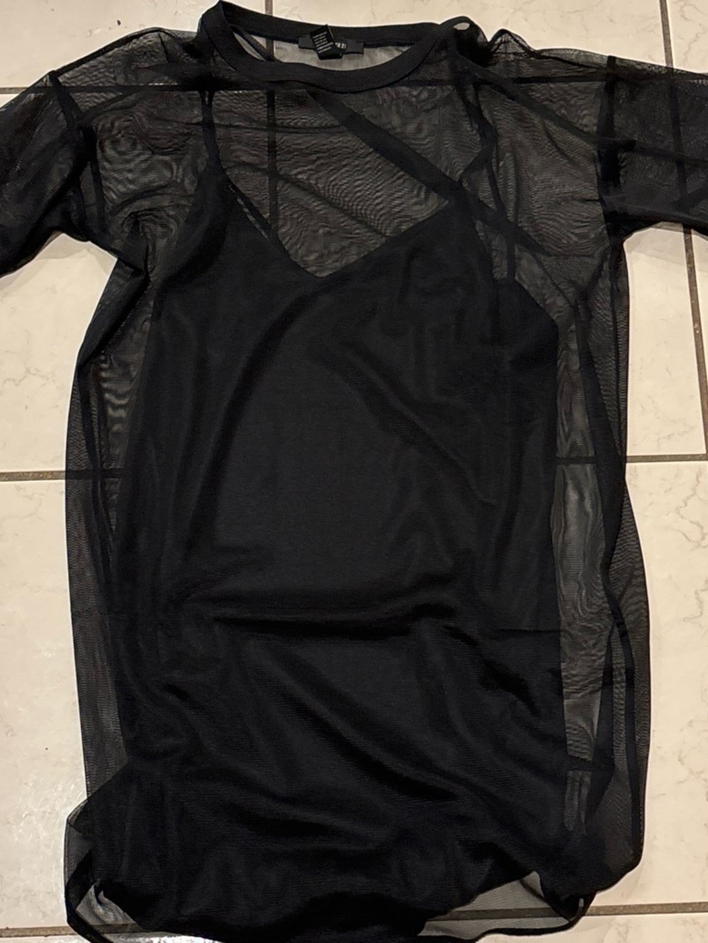 Sheer Black Mesh Layering Dress Top